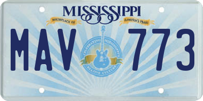 MS license plate MAV773