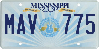MS license plate MAV775