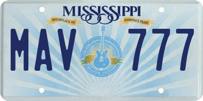MS license plate MAV777