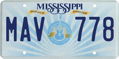 MS license plate MAV778