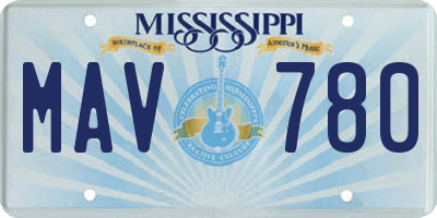 MS license plate MAV780