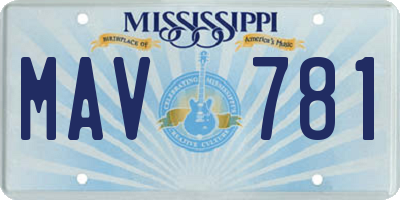 MS license plate MAV781
