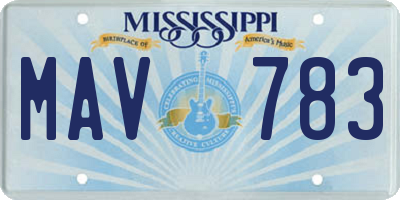 MS license plate MAV783
