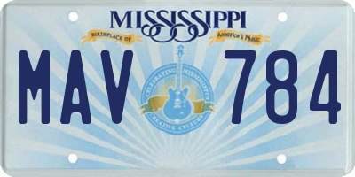 MS license plate MAV784