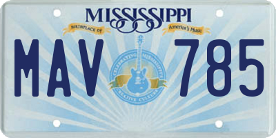 MS license plate MAV785