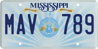 MS license plate MAV789