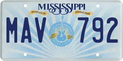 MS license plate MAV792
