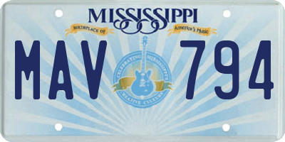 MS license plate MAV794