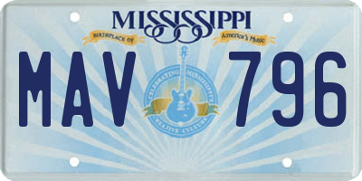 MS license plate MAV796