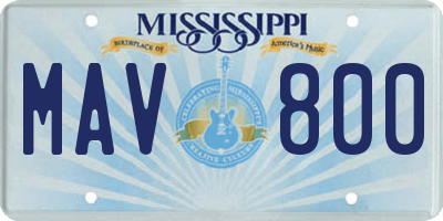 MS license plate MAV800
