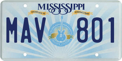 MS license plate MAV801