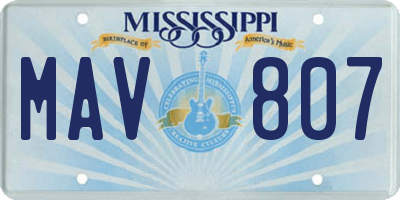 MS license plate MAV807