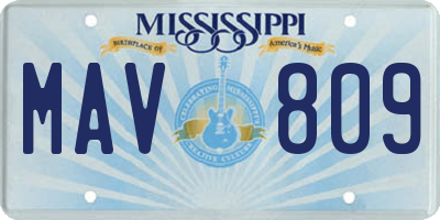 MS license plate MAV809