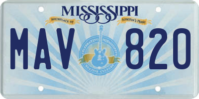 MS license plate MAV820
