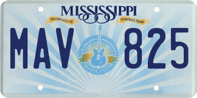 MS license plate MAV825