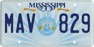 MS license plate MAV829