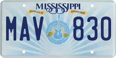 MS license plate MAV830