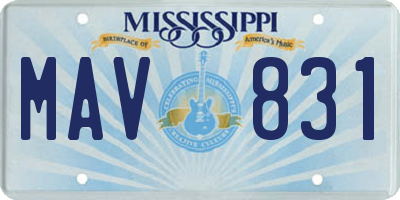 MS license plate MAV831