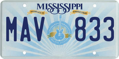 MS license plate MAV833