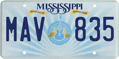 MS license plate MAV835