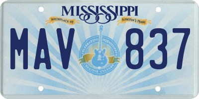 MS license plate MAV837