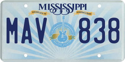 MS license plate MAV838