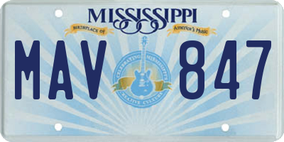 MS license plate MAV847