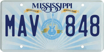 MS license plate MAV848