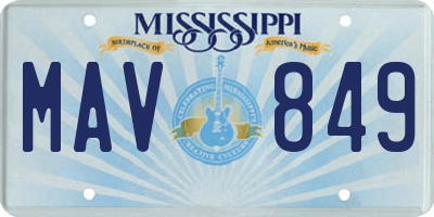 MS license plate MAV849