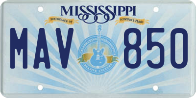 MS license plate MAV850