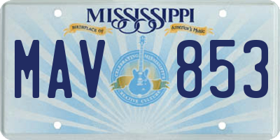 MS license plate MAV853