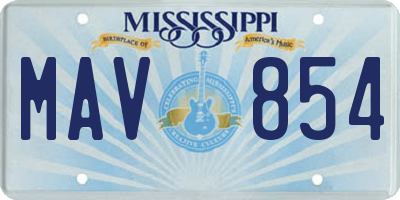 MS license plate MAV854