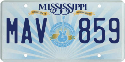 MS license plate MAV859