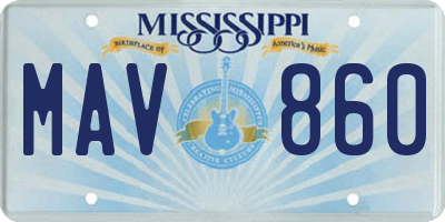 MS license plate MAV860