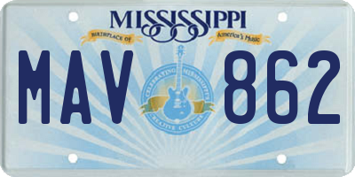 MS license plate MAV862