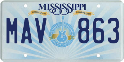 MS license plate MAV863