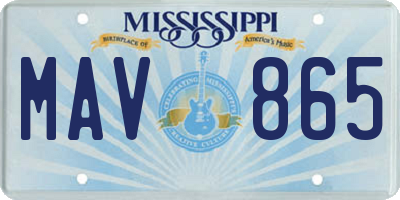 MS license plate MAV865