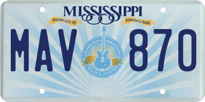 MS license plate MAV870