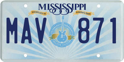 MS license plate MAV871