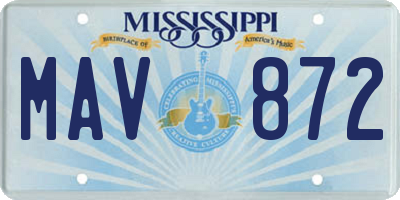 MS license plate MAV872