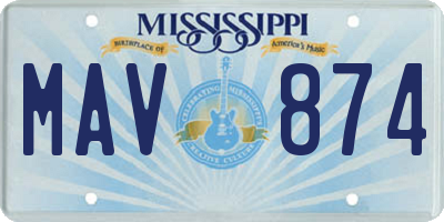 MS license plate MAV874