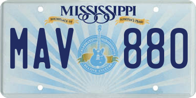 MS license plate MAV880