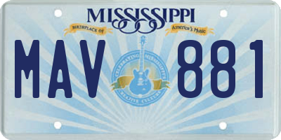 MS license plate MAV881