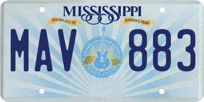 MS license plate MAV883