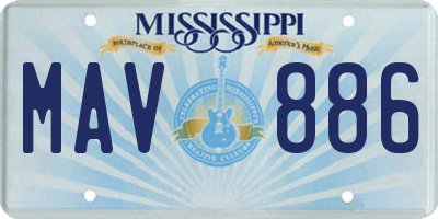MS license plate MAV886