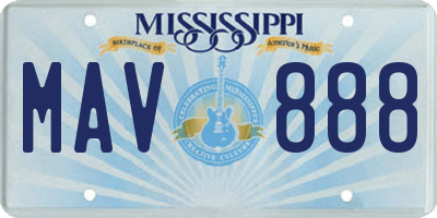 MS license plate MAV888