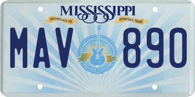 MS license plate MAV890