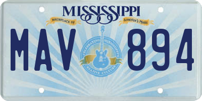 MS license plate MAV894
