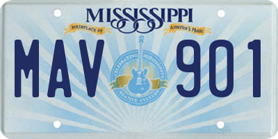 MS license plate MAV901