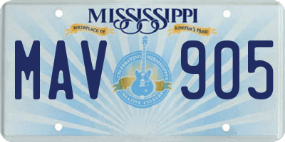 MS license plate MAV905